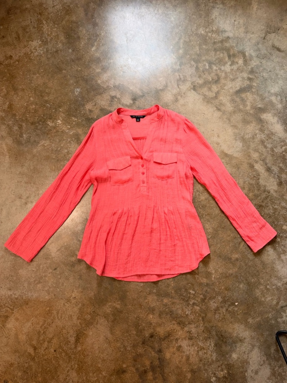 Zac & Rachel Coral Gauze Peasant Blouse Lightweight Top - Picture 2 of 9